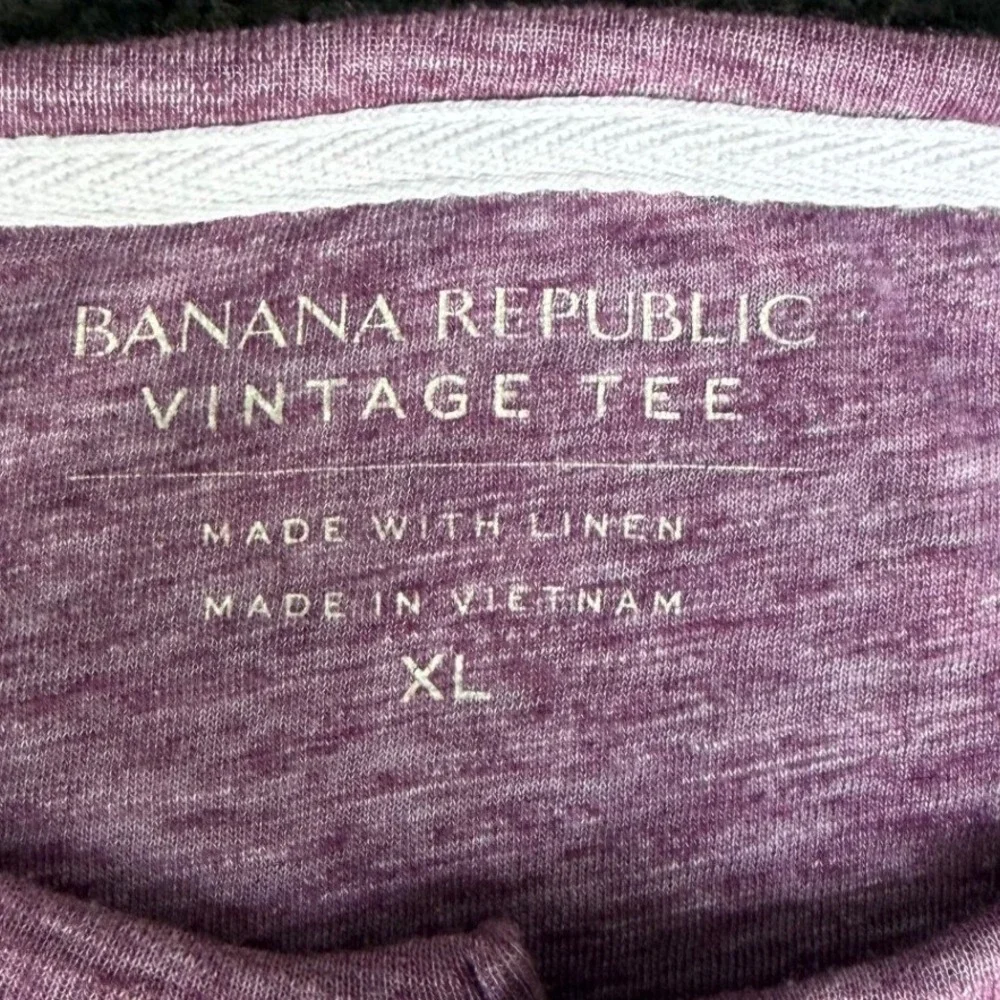 Banana Republic Vintage Tee Mens XL Purple Linen Blend Long Sleeve Henley Shirt